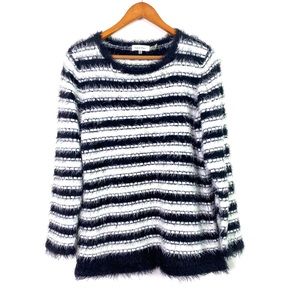 Calvin Klein Fuzzy Sweater Sz XL Soft Striped